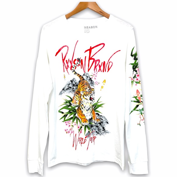 Reason Other - Reason Brand White Long Sleeve Graphic Tiger Tee